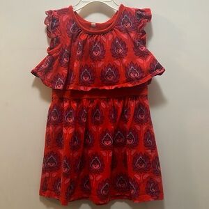Tea dress with beautiful henna style print design. Top part overlays size 4